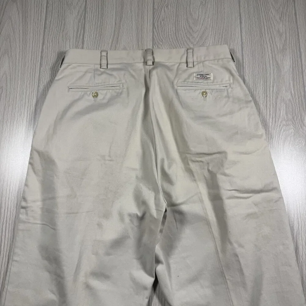 Vintage NOS Polo Ralph Lauren Andrew Pant Double Pleated Men’s 35x30 Beige New